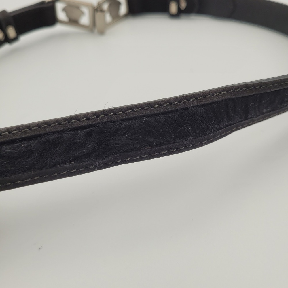Gianni Versace Vintage Black Leather Pony Hair Medusa Head Belt 70/28 Silver - Picture 6 of 9